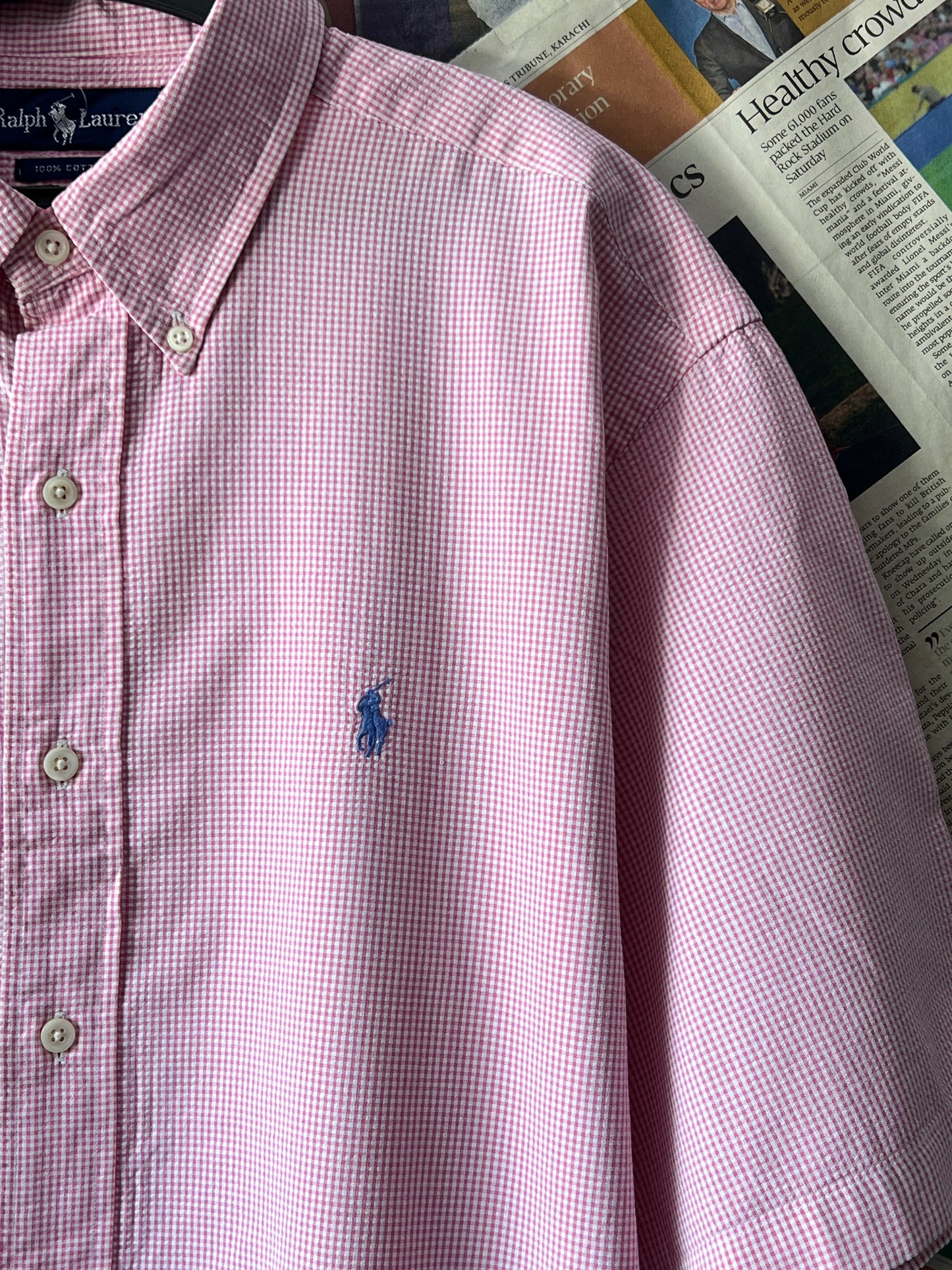 Ralph Lauren® Pink | Chest 26 | XL | Shirt | Cotton Seersucker