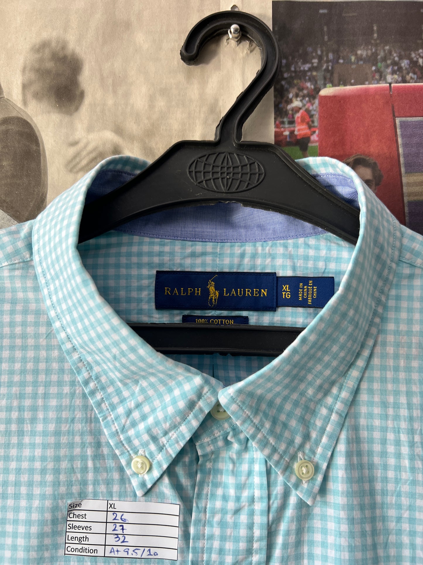 Ralph Lauren® Cyan in Check | Chest 26 | XL | Shirt | Cotton