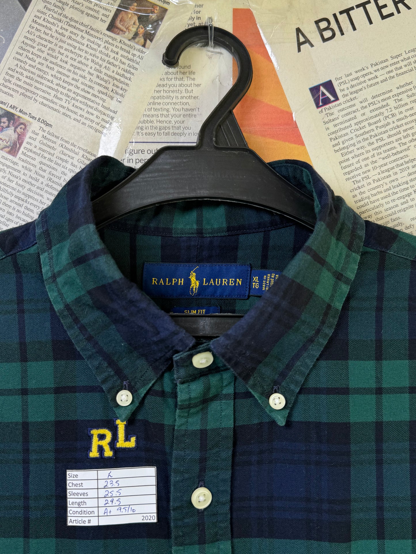 Ralph Lauren® Large | Chest 23.5 | Polo Ralph Lauren navy blue watch Tartan Embroidered | Oxford Cotton | 2020
