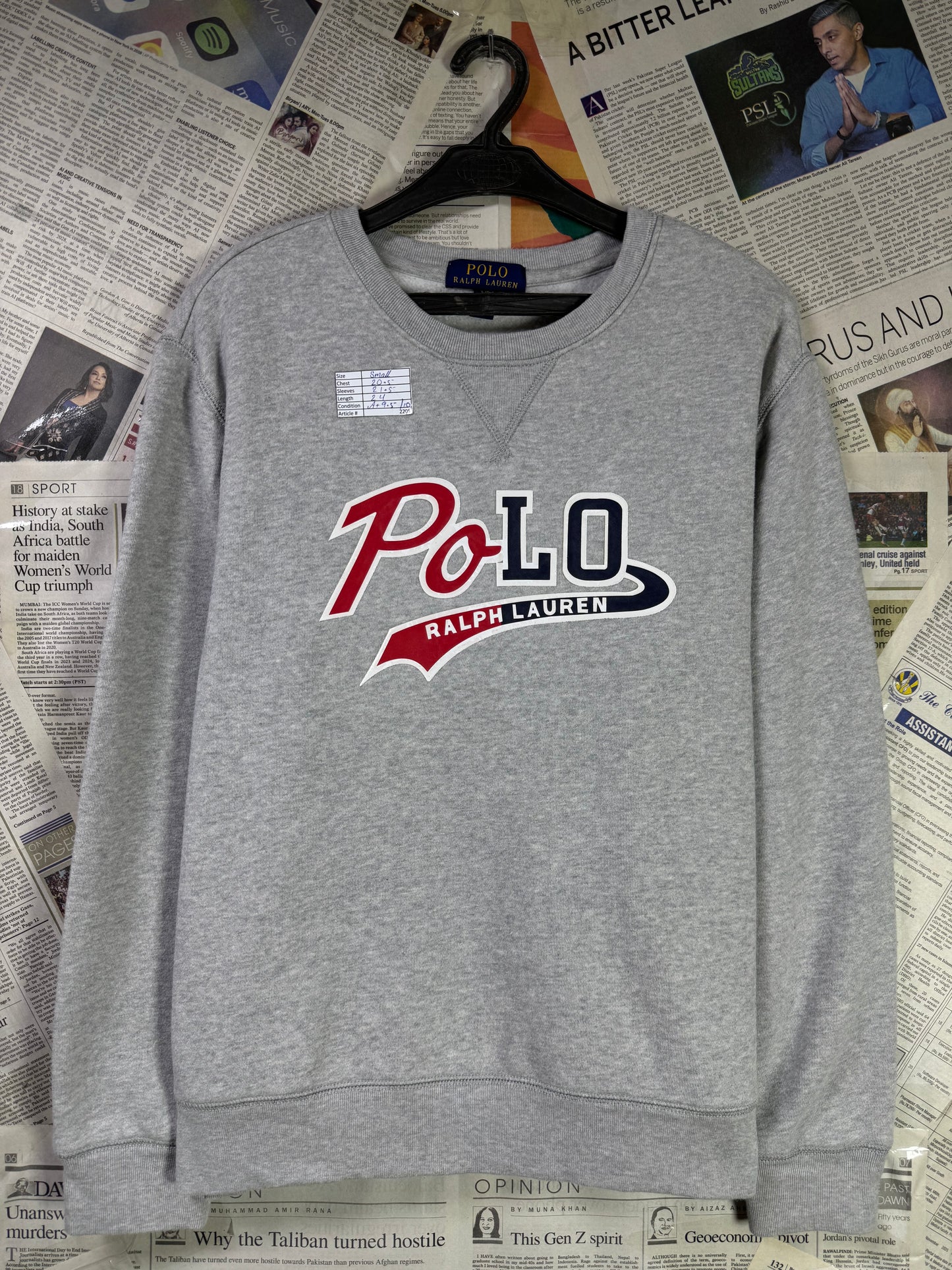 Ralph Lauren® Kids | Large | Chest: 20.5" | Grey | Sweat Shirt | Cotton-Poly | 2205
