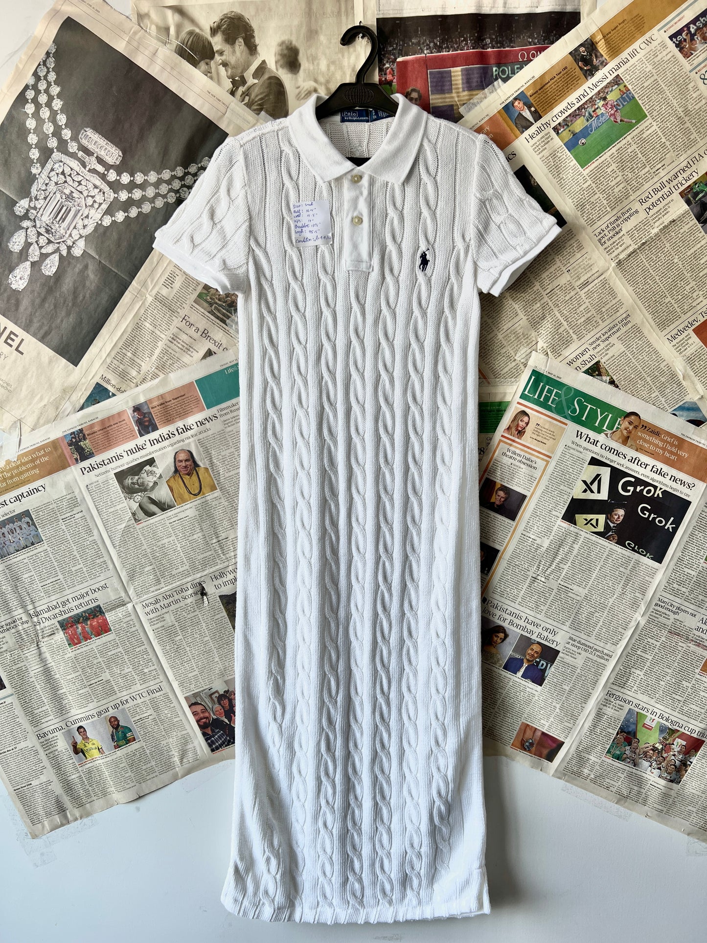 Women-Ralph Lauren® White | Bust 16.5" | Small | Dress | Cotton