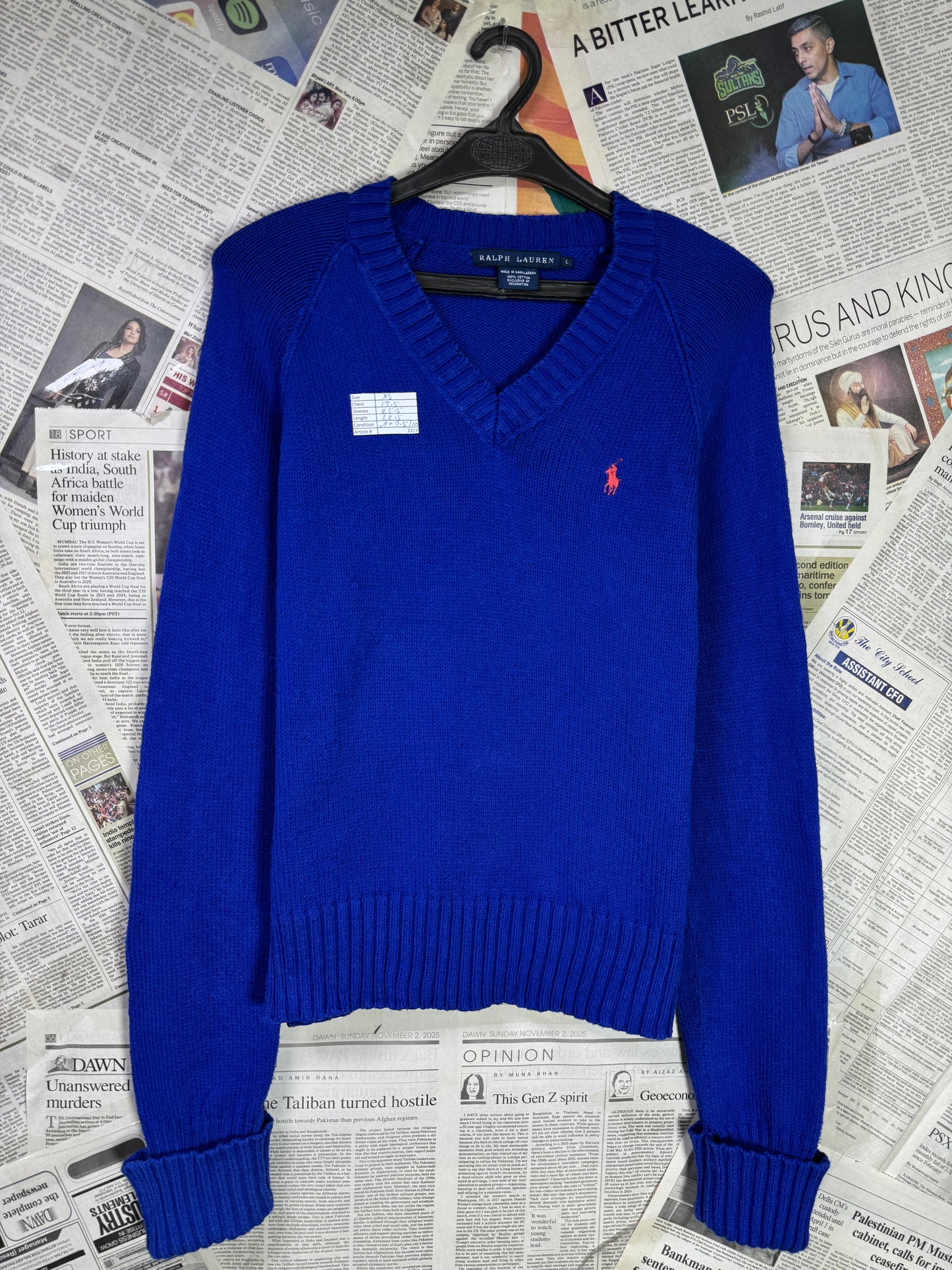 Women-Ralph Lauren® S | Bust 17.5" | Royal Blue | Knit Sweater | Cotton | 2223