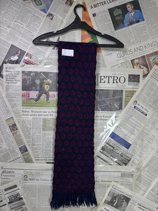 Christian Dior® Length: 52.5" | Navy Blue with Red Pattern | Muffler | 100% Wool | 3173