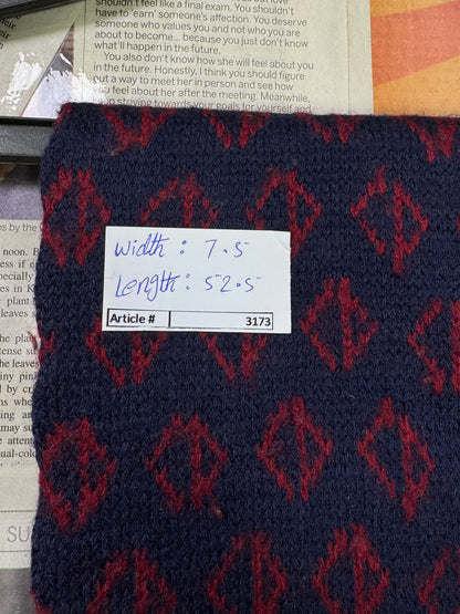 Christian Dior® Length: 52.5" | Navy Blue with Red Pattern | Muffler | 100% Wool | 3173