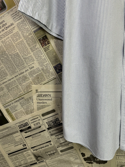 Ralph Lauren® XXXL | Chest 29.5 | Grey & White Stripes | Oxford Shirt | Cotton | 3390