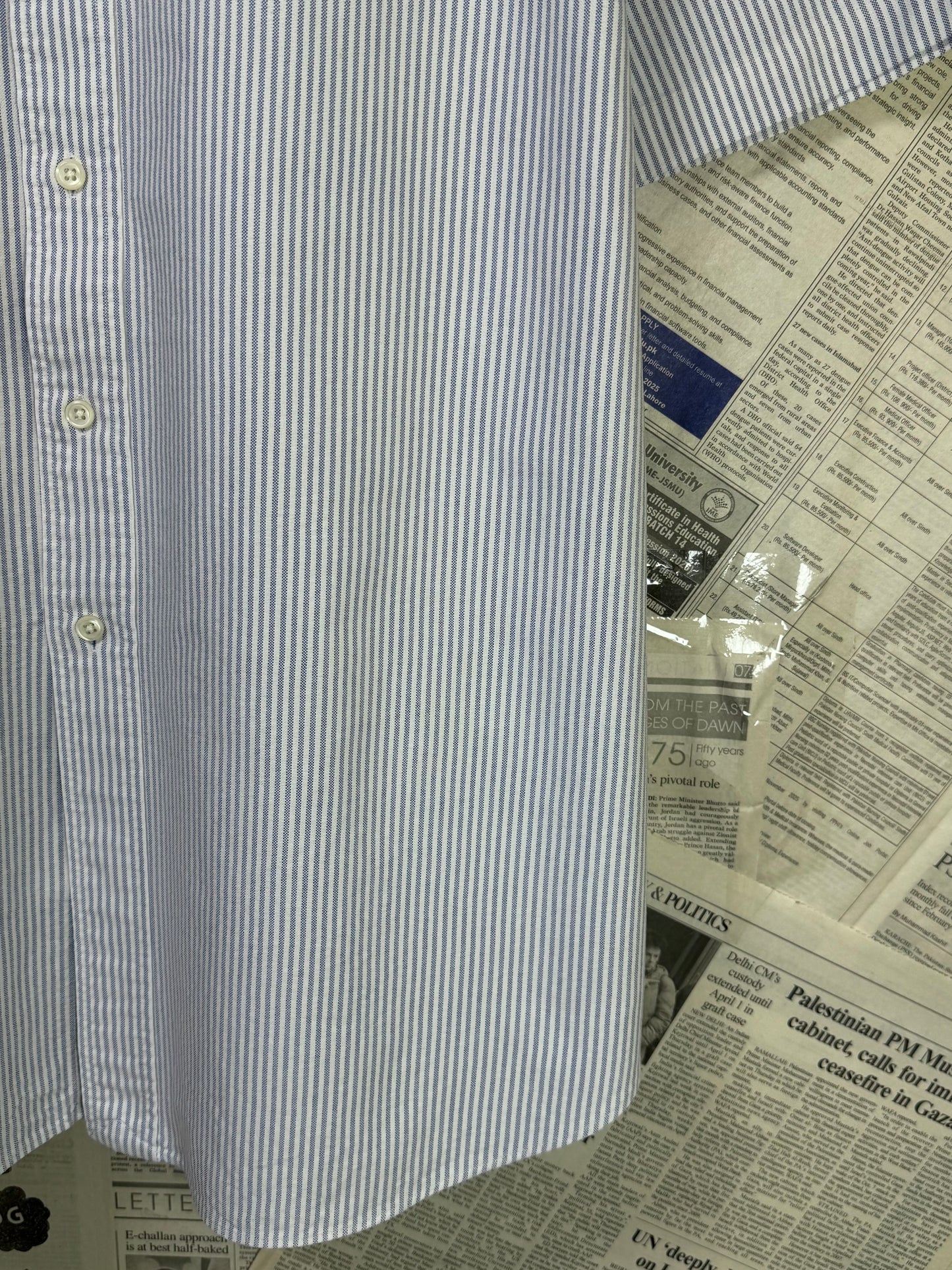 Ralph Lauren® XXXL | Chest 29.5 | Grey & White Stripes | Oxford Shirt | Cotton | 3390