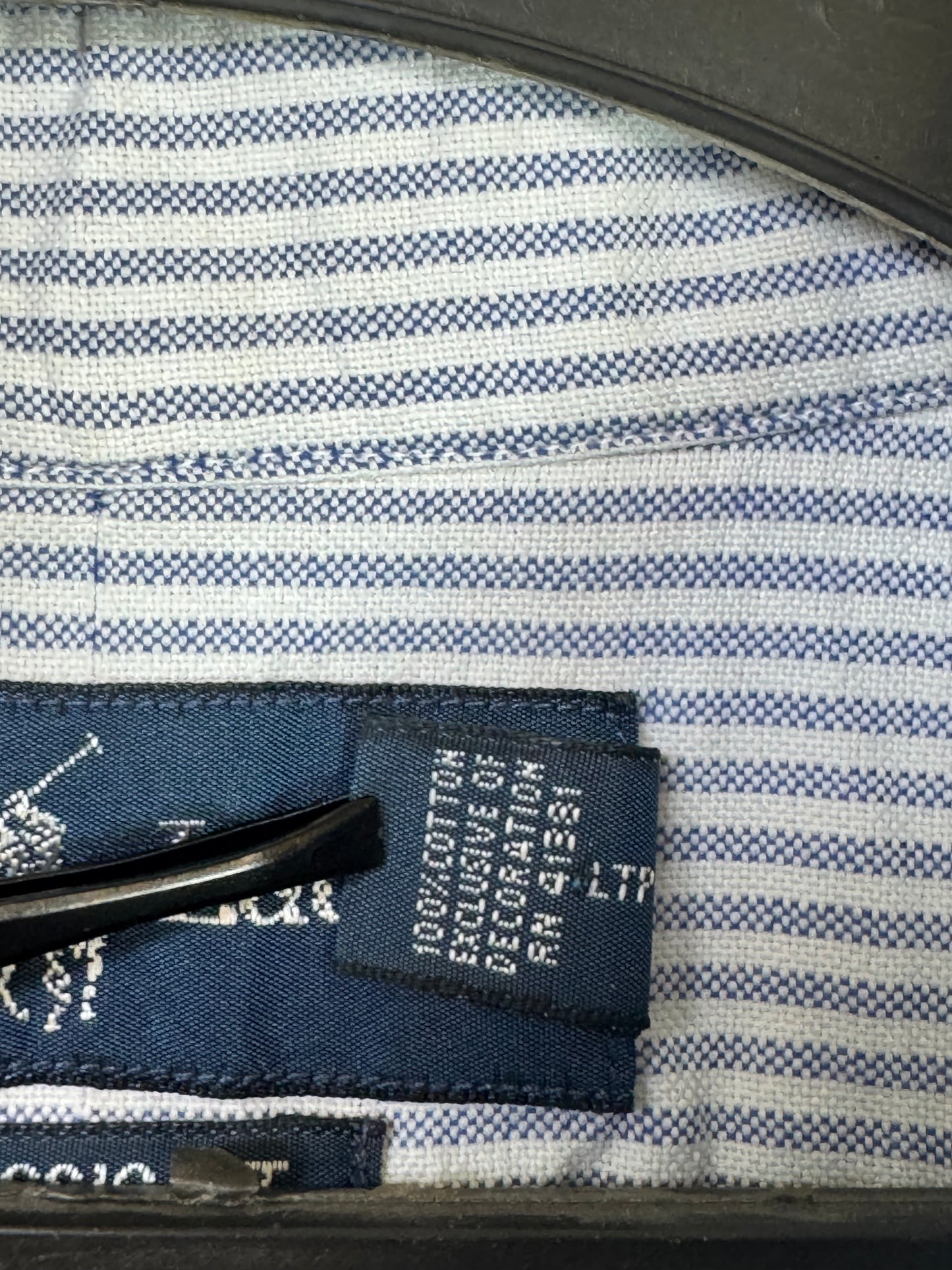 Ralph Lauren® XXXL | Chest 29.5 | Grey & White Stripes | Oxford Shirt | Cotton | 3390