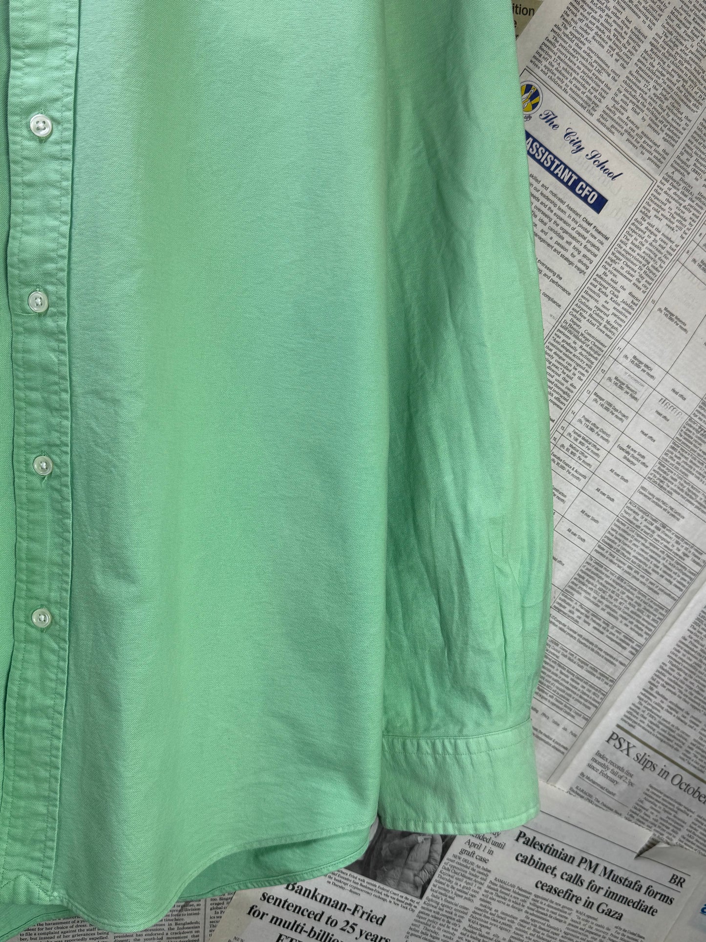 Ralph Lauren® Medium | Chest 22" | Mint-Green | Oxford Shirt | 3368