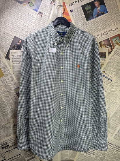 Ralph Lauren® Large | Chest 24 | Olive Green & White Check | Shirt | Cotton | 3565
