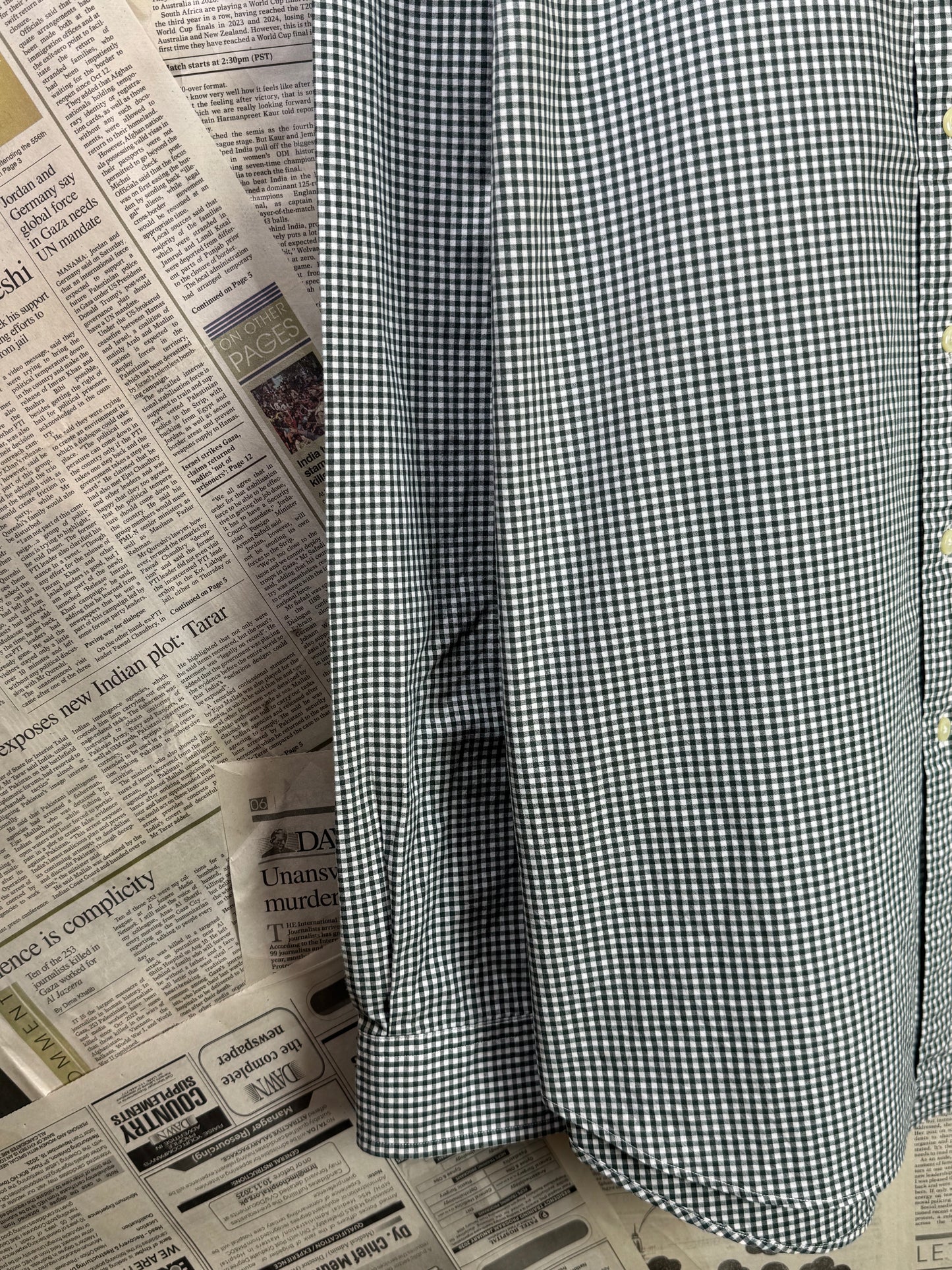 Ralph Lauren® Large | Chest 24 | Olive Green & White Check | Shirt | Cotton | 3565