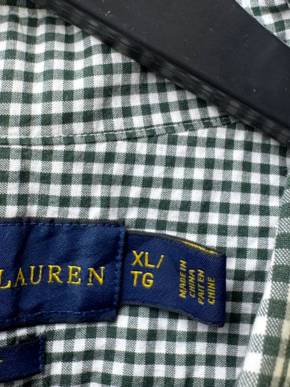 Ralph Lauren® Large | Chest 24 | Olive Green & White Check | Shirt | Cotton | 3565
