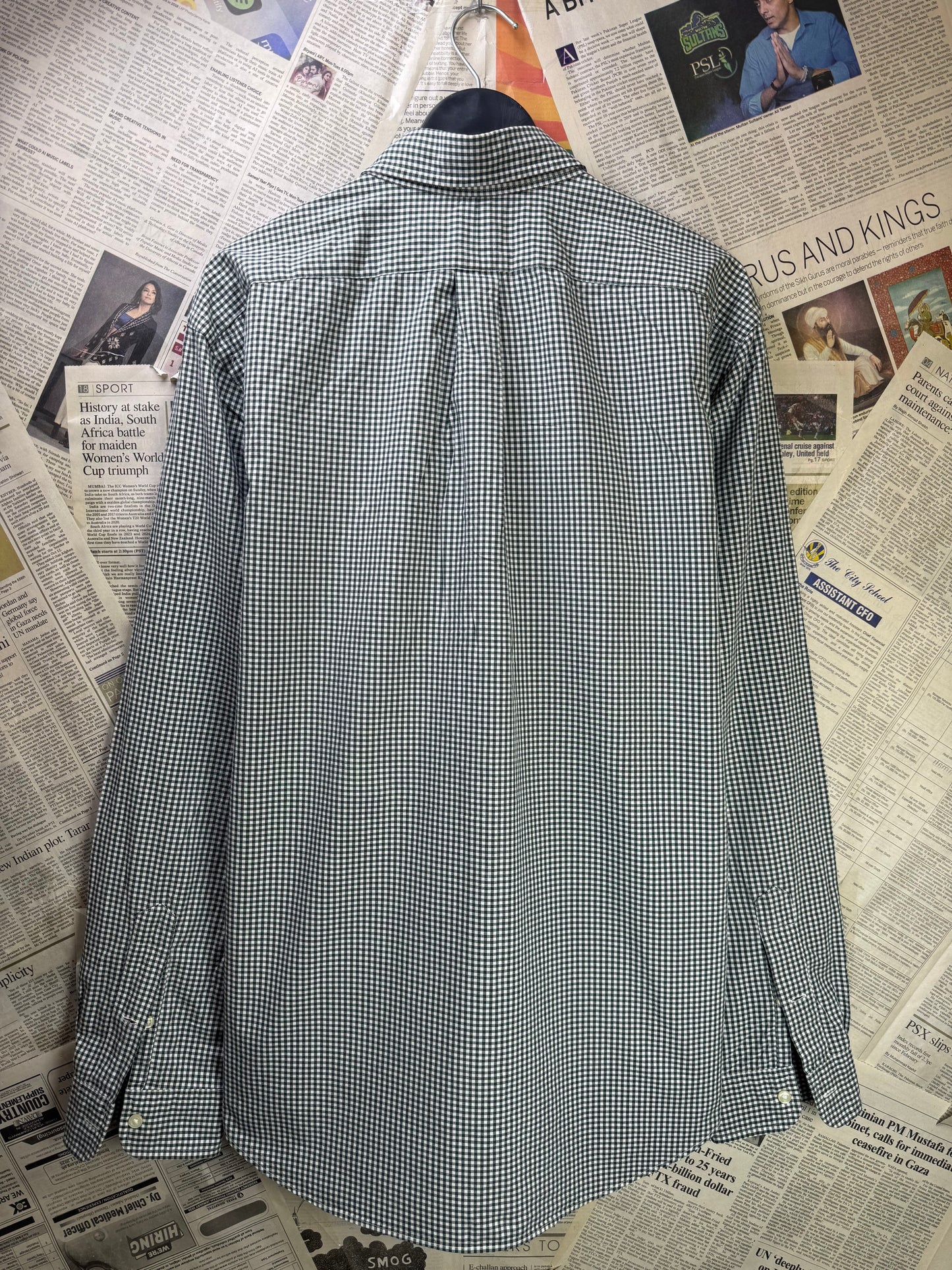 Ralph Lauren® Large | Chest 24 | Olive Green & White Check | Shirt | Cotton | 3565