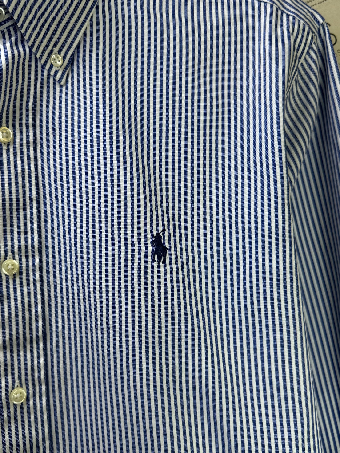 Ralph Lauren® XL | Chest 25.5" | White with Blue Stripes | Shirt | Cotton | 3372