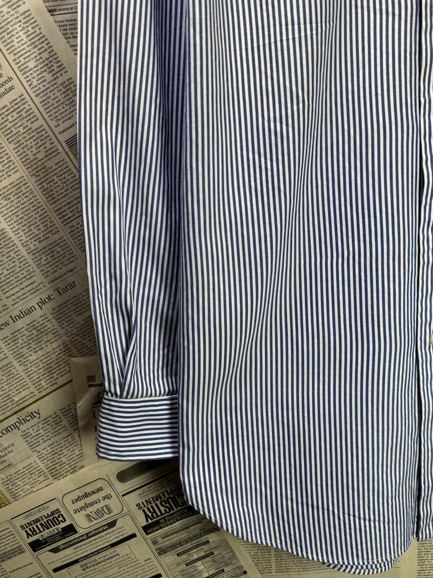 Ralph Lauren® XL | Chest 25.5" | White with Blue Stripes | Shirt | Cotton | 3372