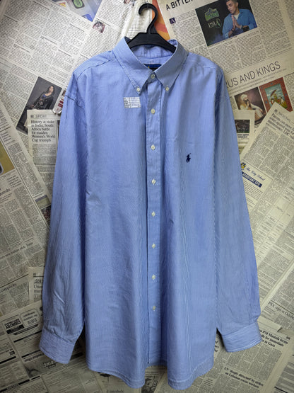 Ralph Lauren® XXXL | Chest 28.5 | Blue with White Stripes | Shirt | Cotton | 3370