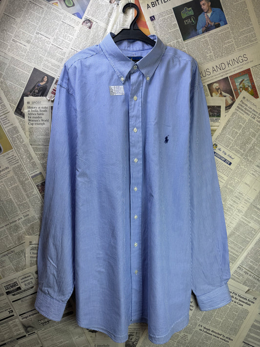 Ralph Lauren® XXXL | Chest 28.5 | Blue with White Stripes | Shirt | Cotton | 3370