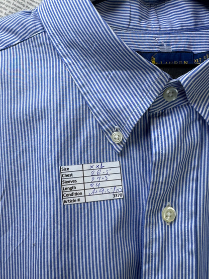 Ralph Lauren® XXXL | Chest 28.5 | Blue with White Stripes | Shirt | Cotton | 3370