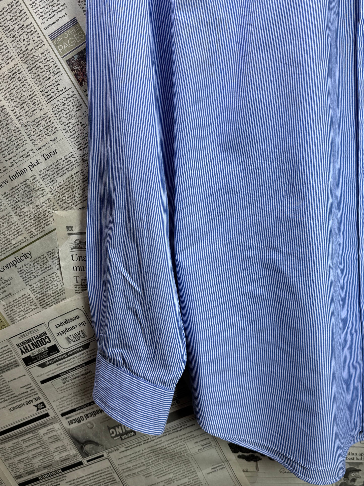 Ralph Lauren® XXXL | Chest 28.5 | Blue with White Stripes | Shirt | Cotton | 3370