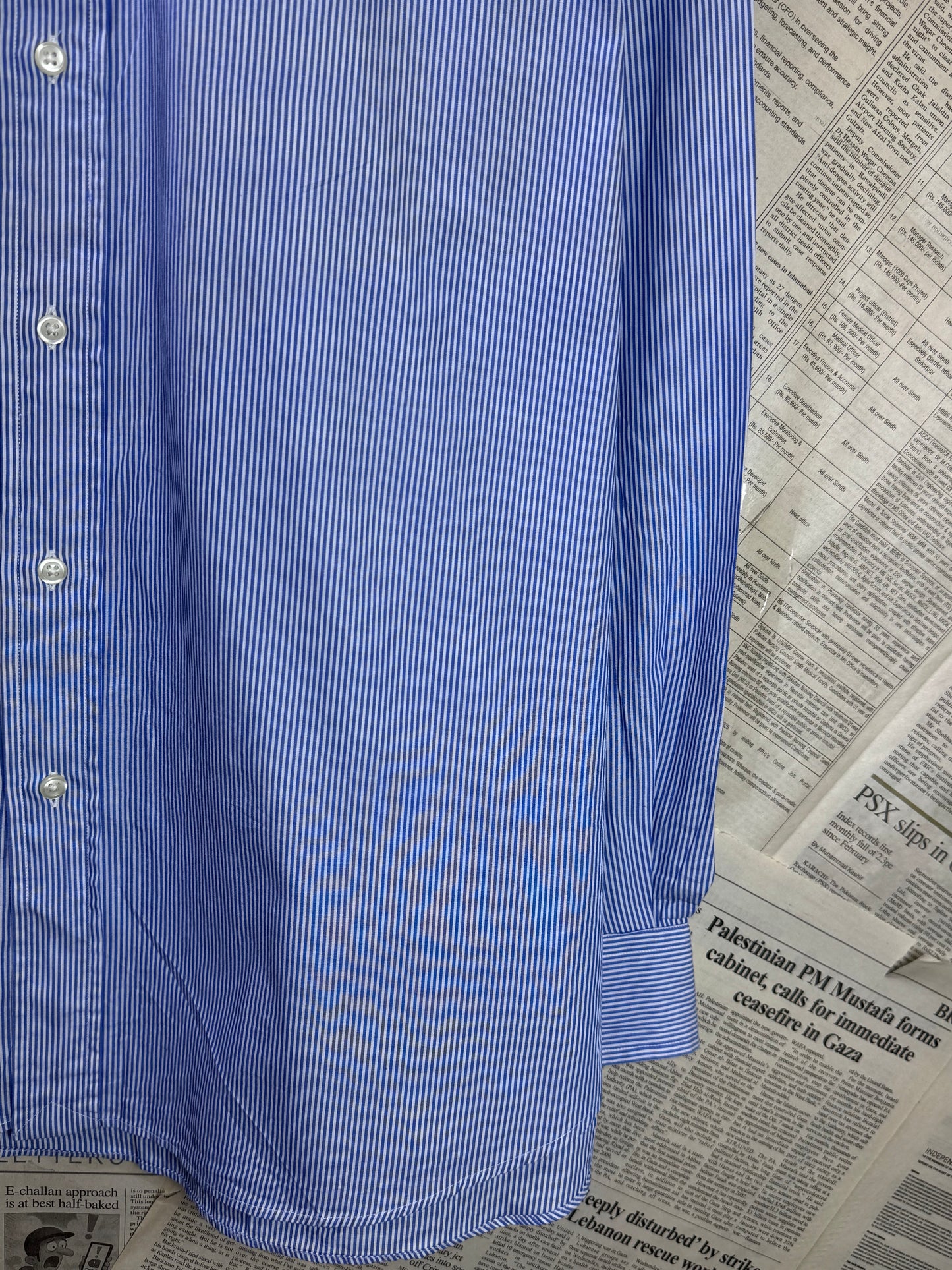 Ralph Lauren® XXXL | Chest 28.5 | Blue with White Stripes | Shirt | Cotton | 3370