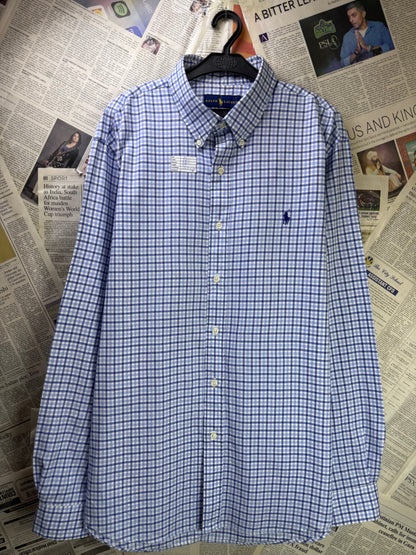 Ralph Lauren® XL | Chest 26.5" | Blue & White Check | Shirt | Cotton | 3587