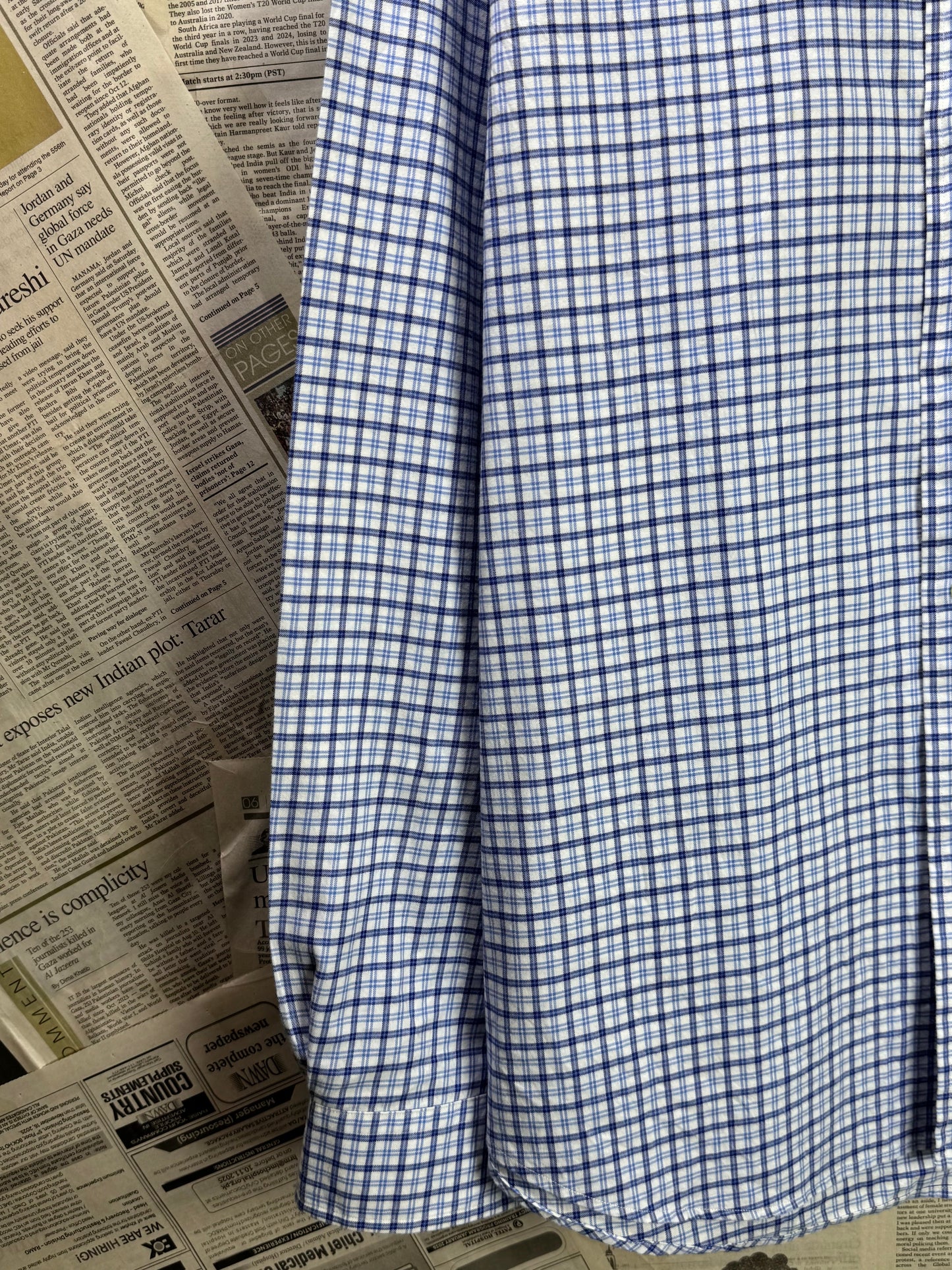 Ralph Lauren® XL | Chest 26.5" | Blue & White Check | Shirt | Cotton | 3587