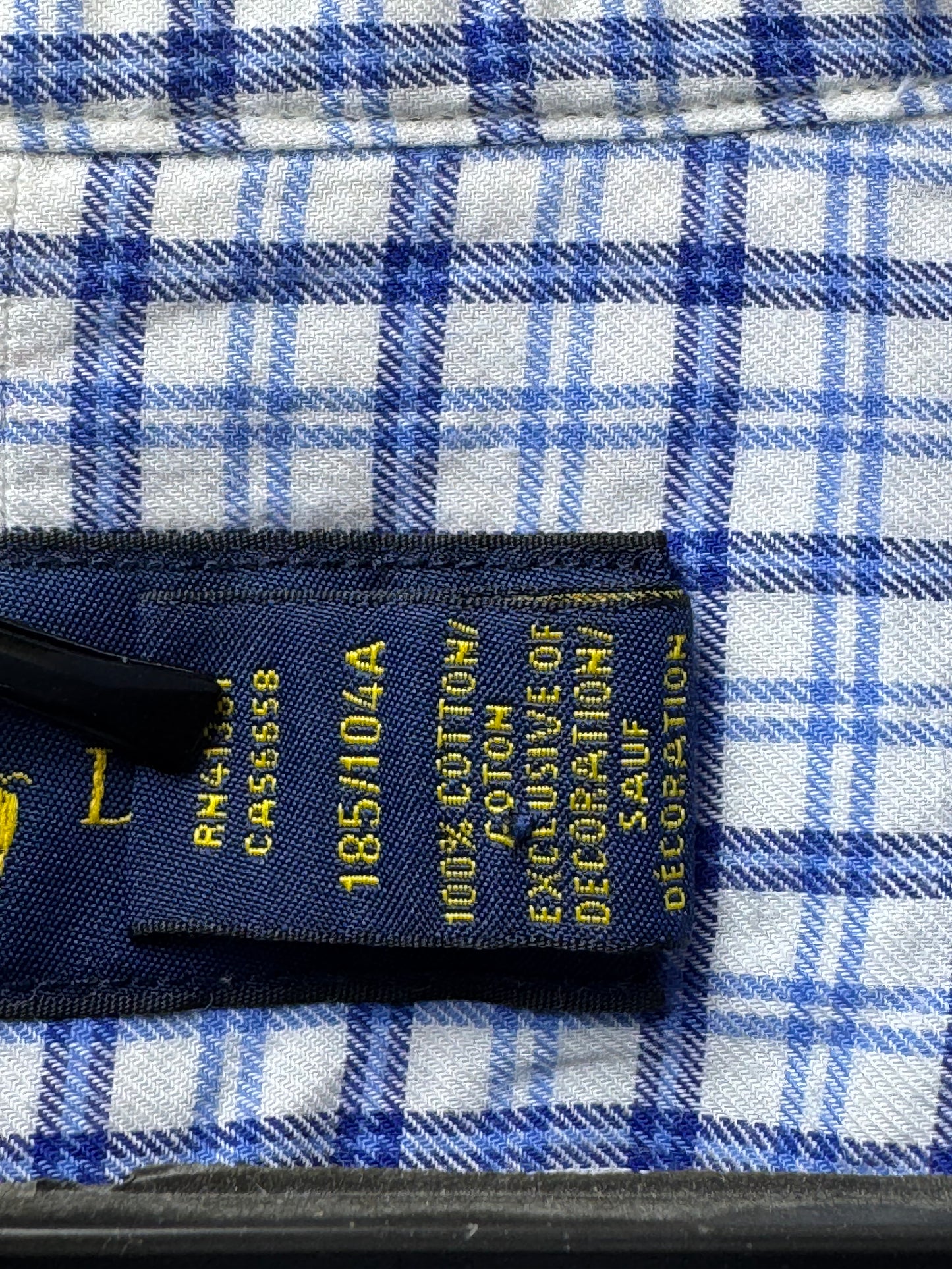 Ralph Lauren® XL | Chest 26.5" | Blue & White Check | Shirt | Cotton | 3587