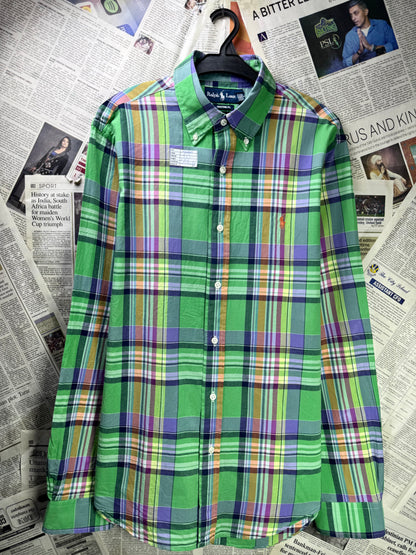 Ralph Lauren® Medium | Chest 21.5" | Green Plaid | Shirt | Cotton | 3585