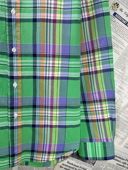 Ralph Lauren® Medium | Chest 21.5" | Green Plaid | Shirt | Cotton | 3585