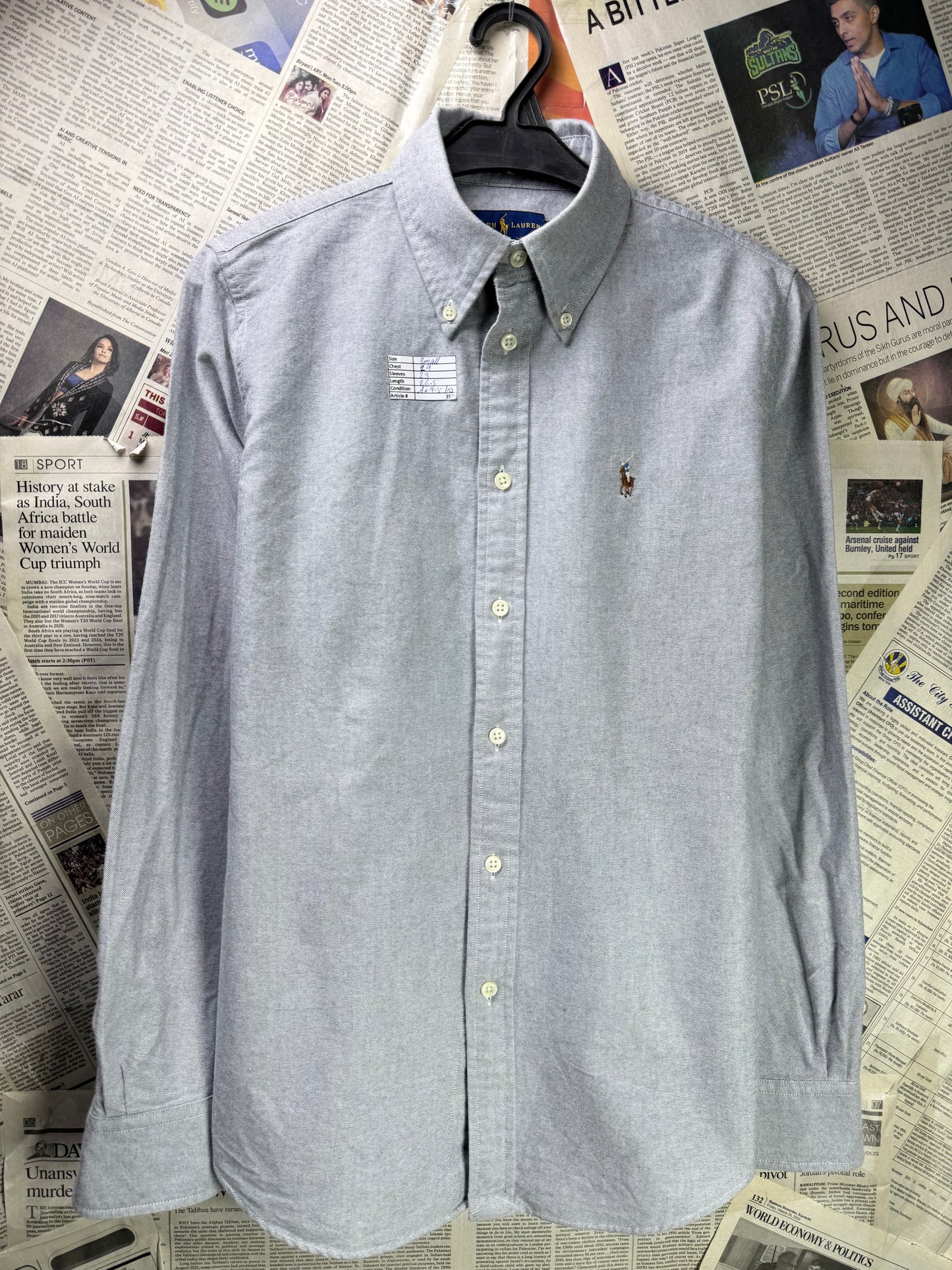 Ralph Lauren® Small | Chest 19" | Gray | Oxford Shirt | Cotton | 3575