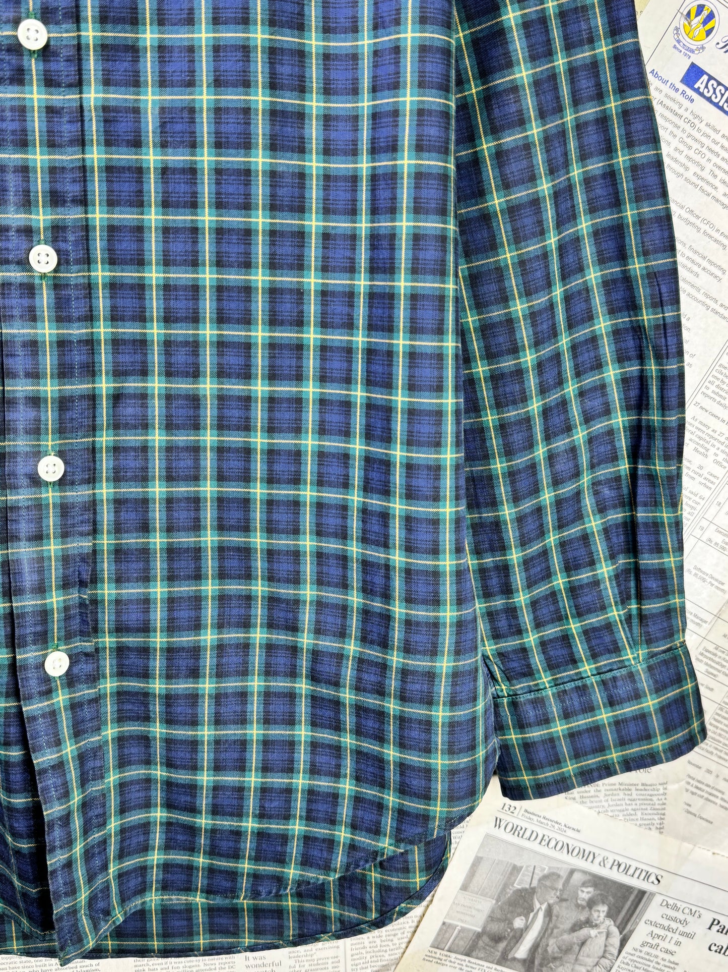 Ralph Lauren® Small | Chest 19" | Green  | Plaid Shirt | Cotton | 3571
