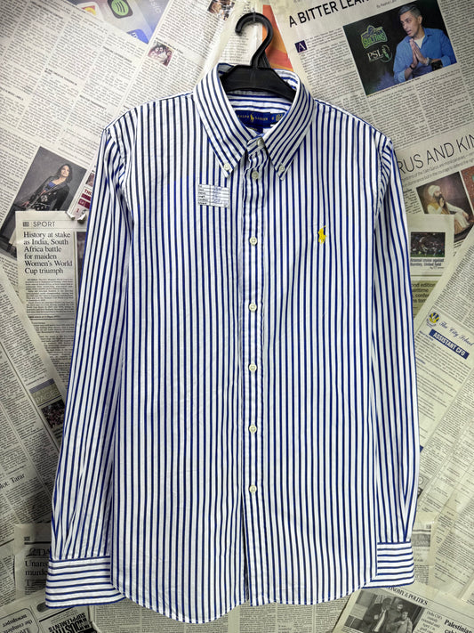 Women-Ralph Lauren® S | Bust 20.5" | Blue with White Stripes | Shirt | Cotton | 3375