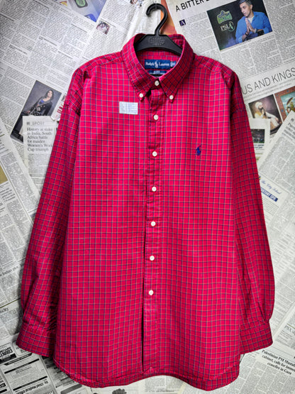 Ralph Lauren® XXXL | Chest 29 | Red with Box Check | Shirt | Cotton | 3377