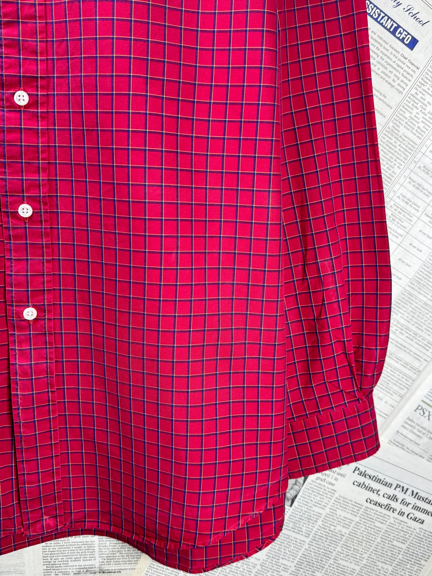 Ralph Lauren® XXXL | Chest 29 | Red with Box Check | Shirt | Cotton | 3377