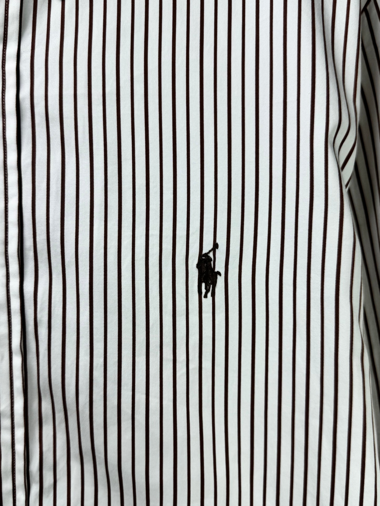 Ralph Lauren® XL | Chest 26" | White with Dark Brown Stripes | Shirt | Cotton | 3369