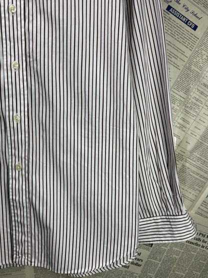 Ralph Lauren® XL | Chest 26" | White with Dark Brown Stripes | Shirt | Cotton | 3369