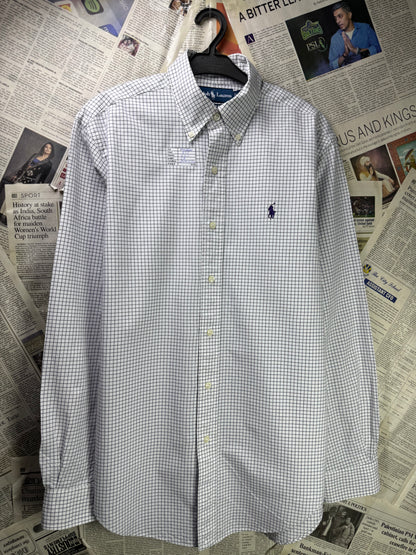 Ralph Lauren® Medium | Chest 21.5" | White Box Check | Shirt | Cotton | 3374