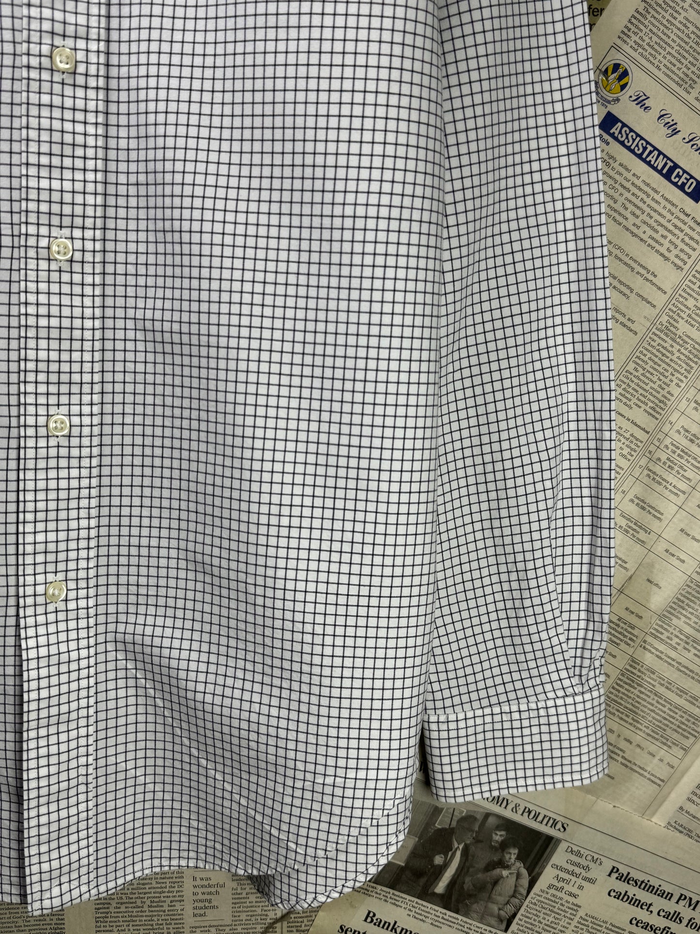 Ralph Lauren® Medium | Chest 21.5" | White Box Check | Shirt | Cotton | 3374