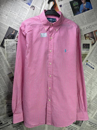Ralph Lauren® Large | Chest 23.5 | Pink & white check | Shirt | Cotton | 3570