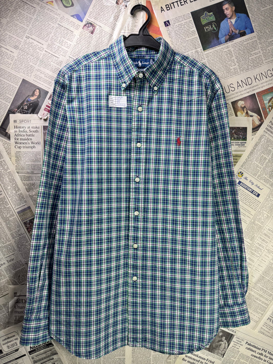 Ralph Lauren® Large | Chest 23.5 | Green Tartan check | Shirt | Cotton | 3563