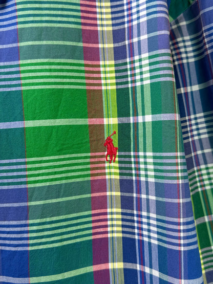 Ralph Lauren® XL | Chest 26.5" | Green & Blue Plaid Check | Shirt | Cotton | 3209