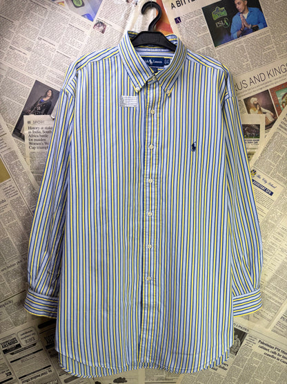 Ralph Lauren® Blue Yellow Striped | Chest: 26.5 | XXL | Shirt | Cotton | 3231