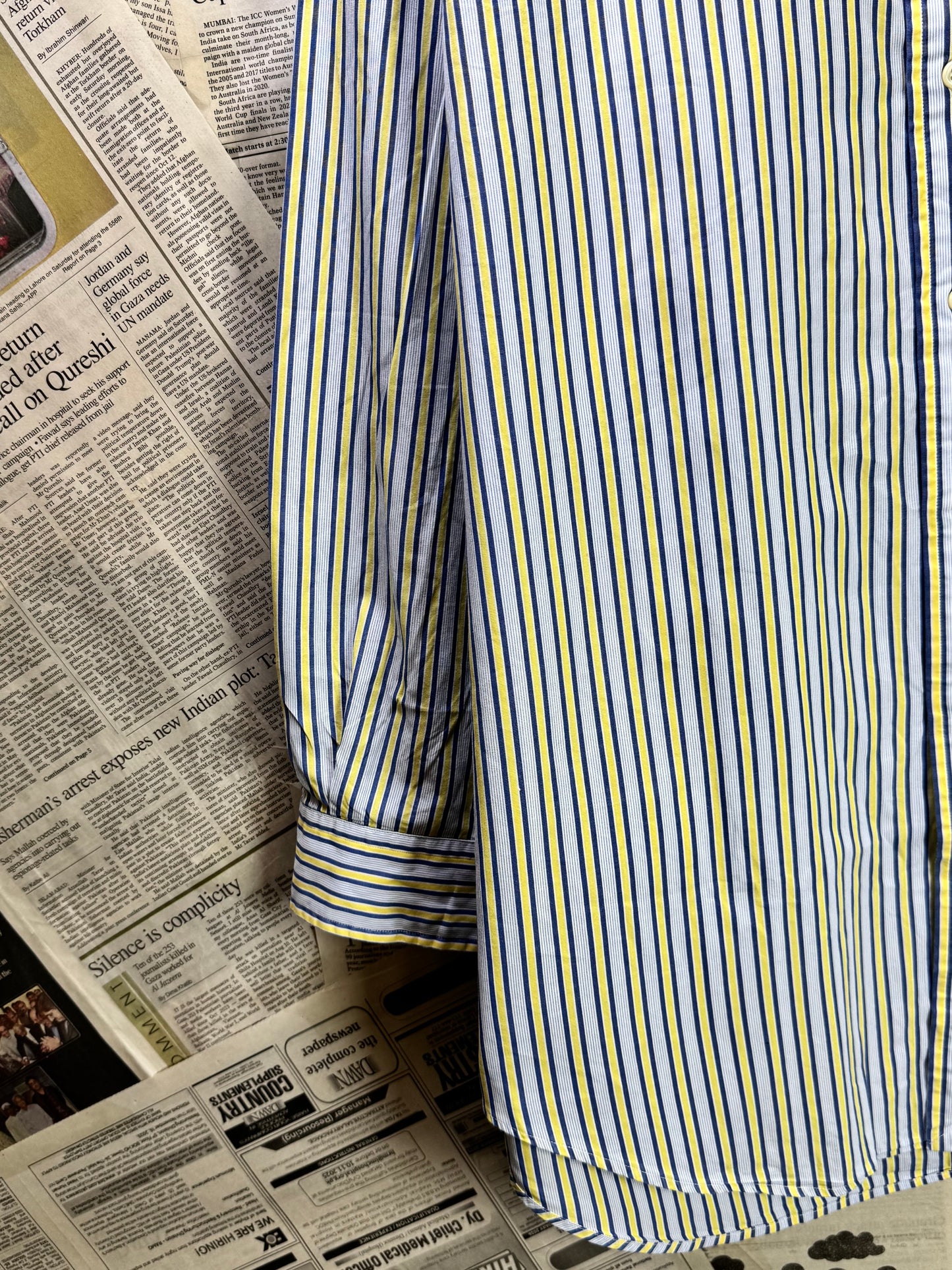 Ralph Lauren® Blue Yellow Striped | Chest: 26.5 | XXL | Shirt | Cotton | 3231