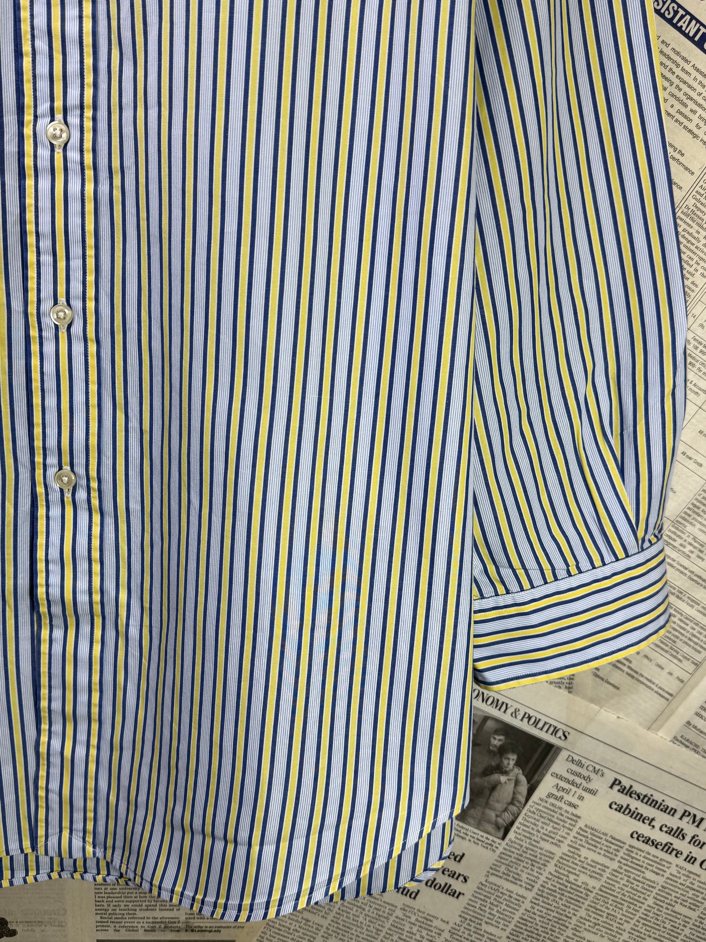 Ralph Lauren® Blue Yellow Striped | Chest: 26.5 | XXL | Shirt | Cotton | 3231