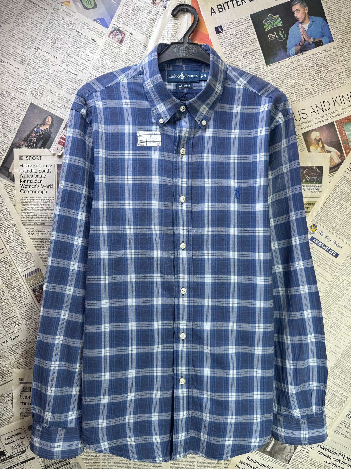 Ralph Lauren® Medium | Chest 21.5" | Blue Tartan check | Shirt | Cotton | 3205