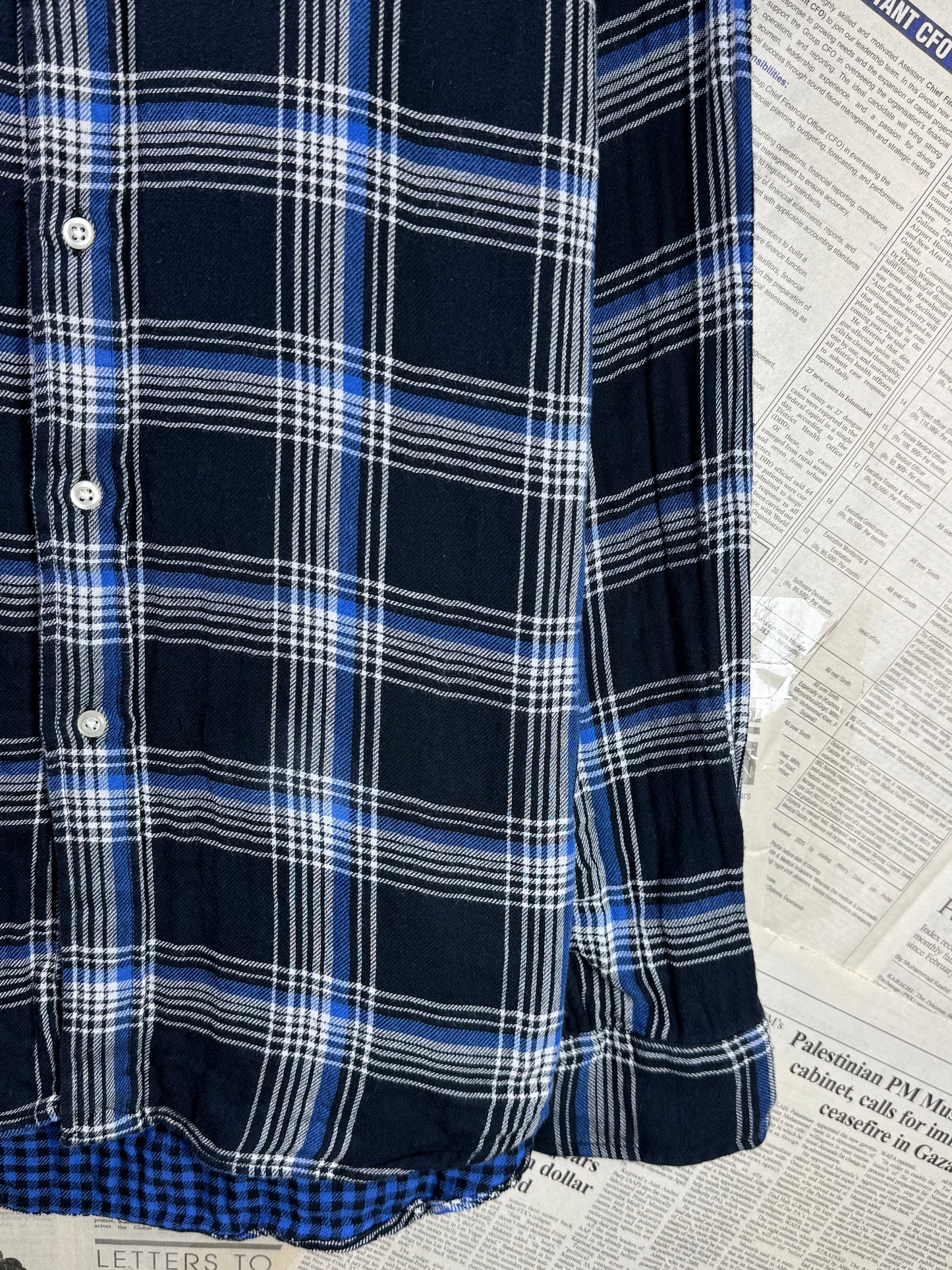 Ralph Lauren® Large | Chest 24.5 | Midnight Blue Plaid Check in Flannel Fabric | Shirt | Cotton | 3228