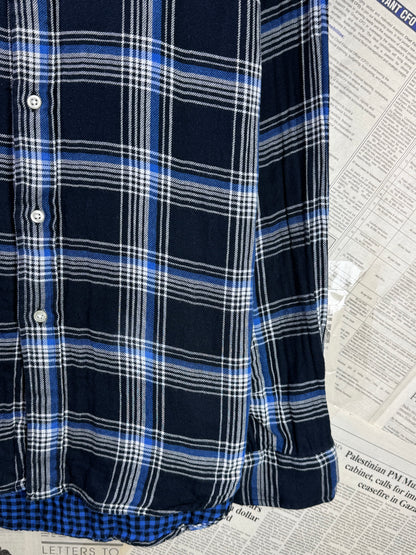 Ralph Lauren® Large | Chest 24.5 | Midnight Blue Plaid Check in Flannel Fabric | Shirt | Cotton | 3228
