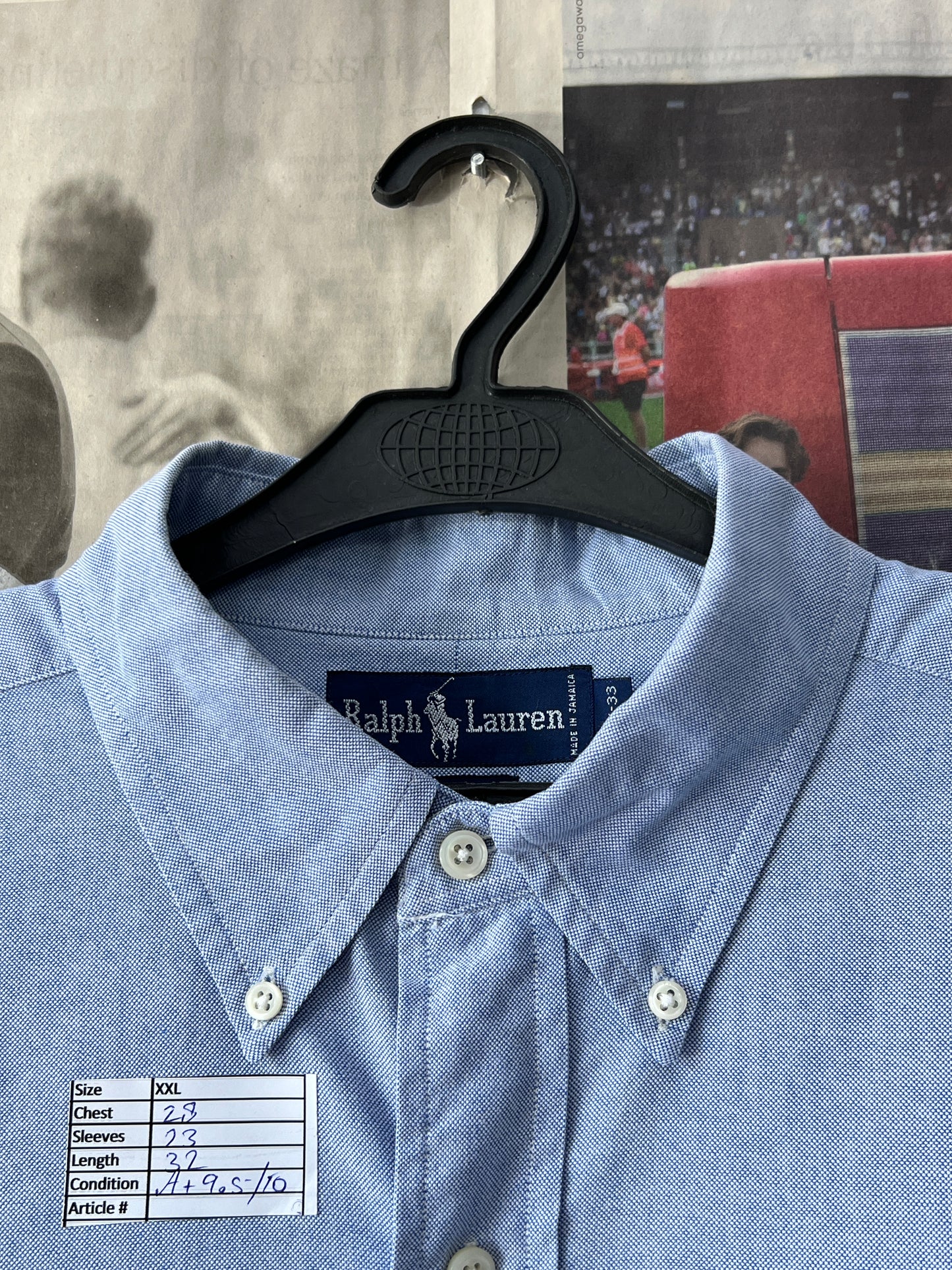 Ralph Lauren® XXL | Chest 28 | Blue Oxford | Shirt | Cotton