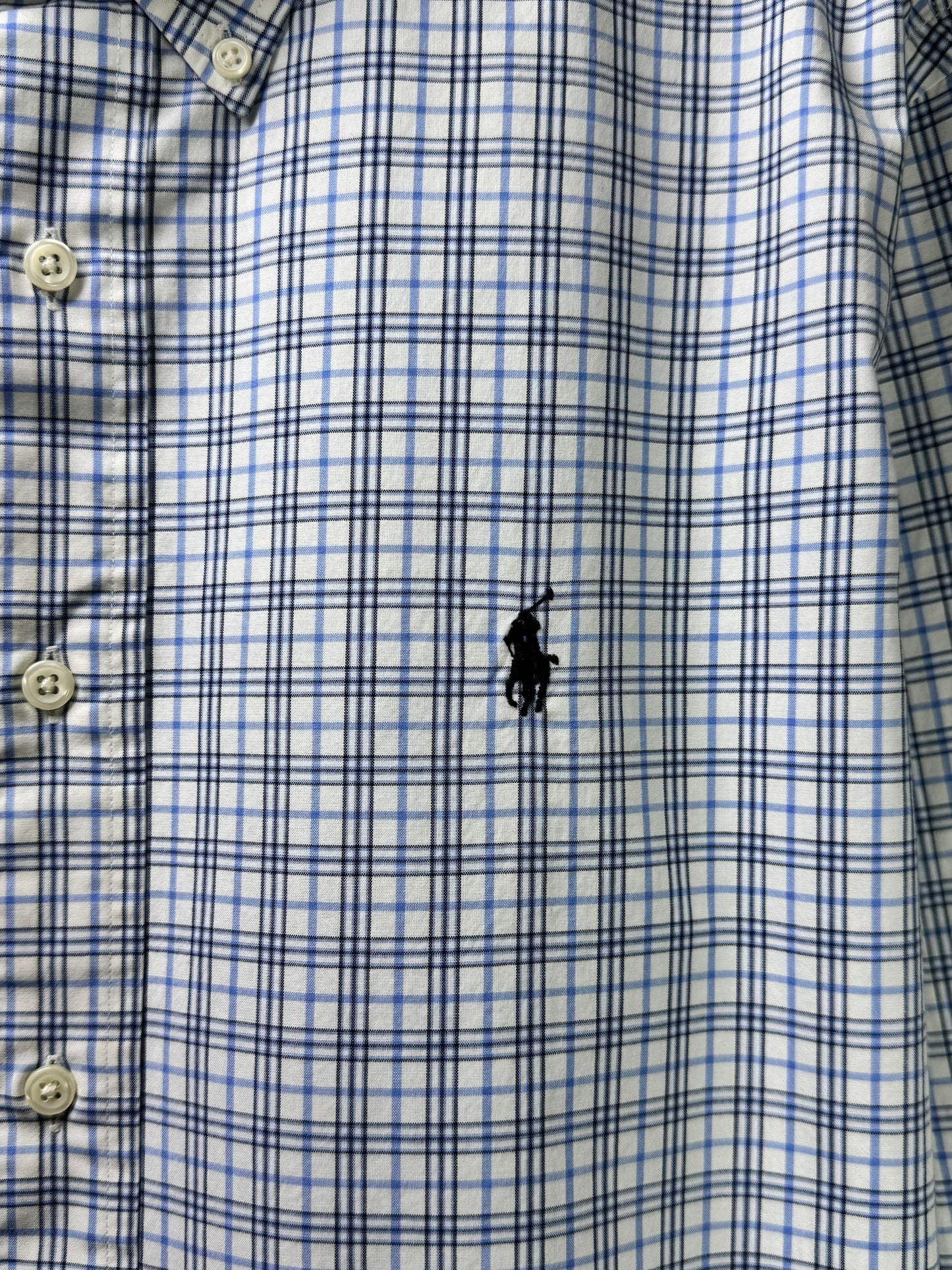 Ralph Lauren® XL | Chest 25" | Blue & White Tattersall check | Shirt | Cotton | 3207