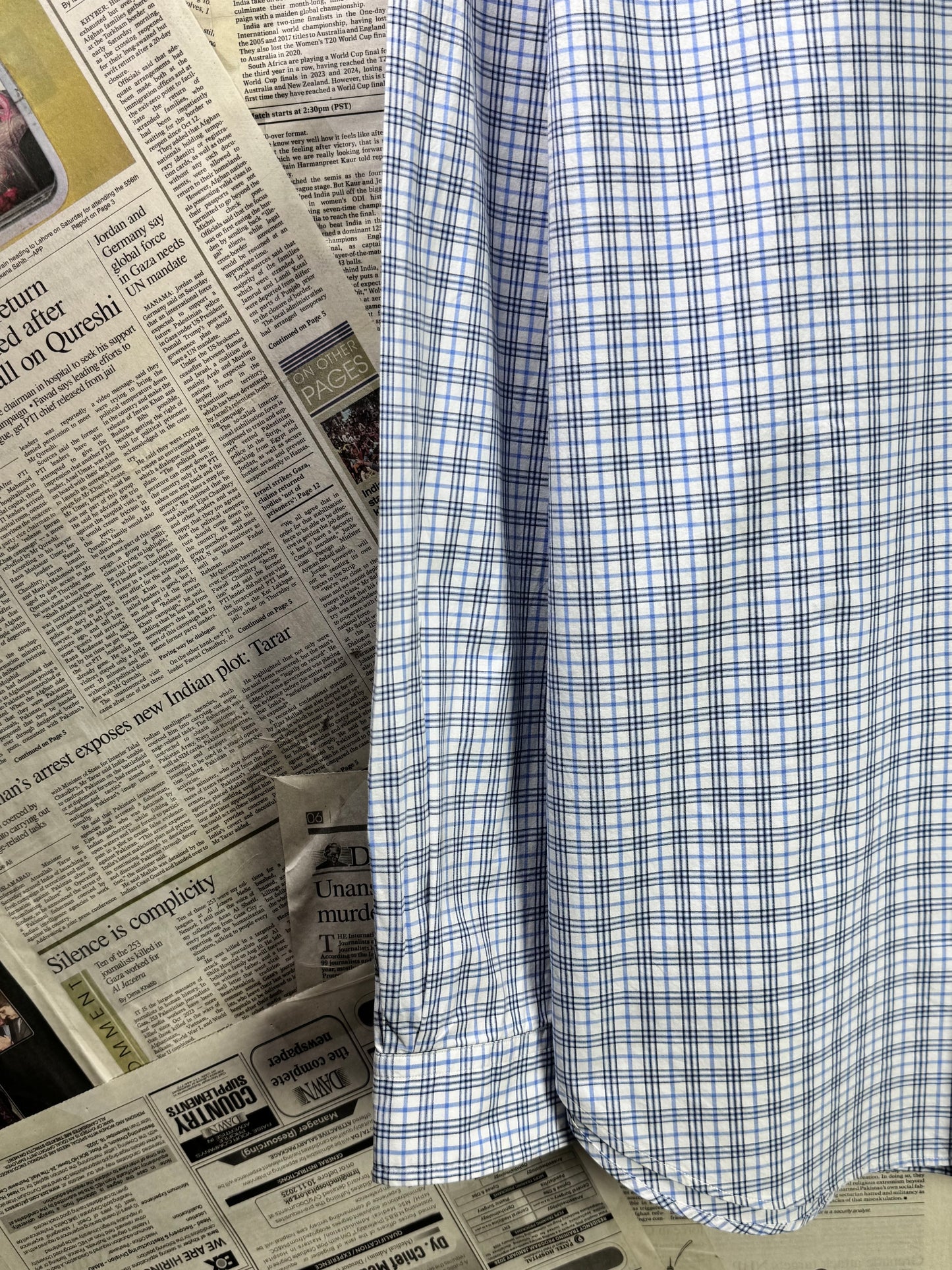 Ralph Lauren® XL | Chest 25" | Blue & White Tattersall check | Shirt | Cotton | 3207