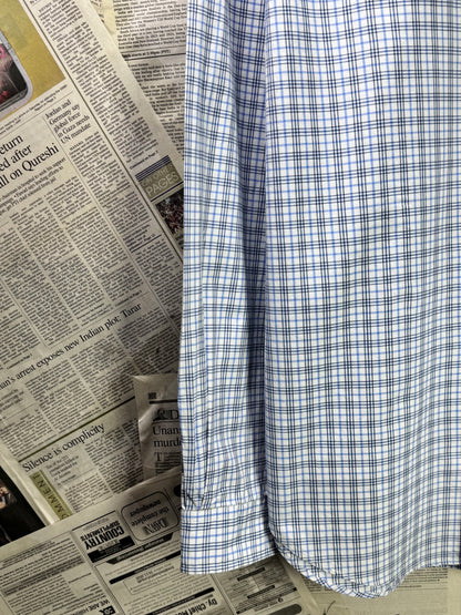 Ralph Lauren® XL | Chest 25" | Blue & White Tattersall check | Shirt | Cotton | 3207